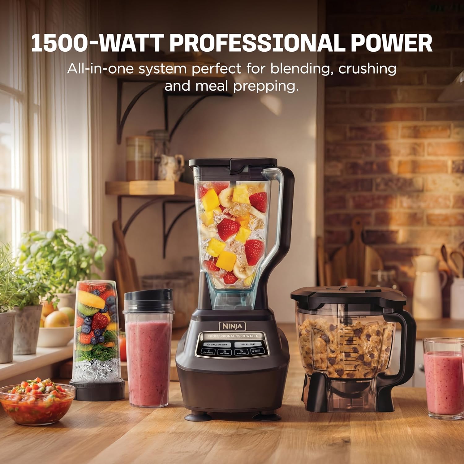 Ninja Kitchen System | All-in-One Food Processor & Blender for Smoothies | Includes Pitcher